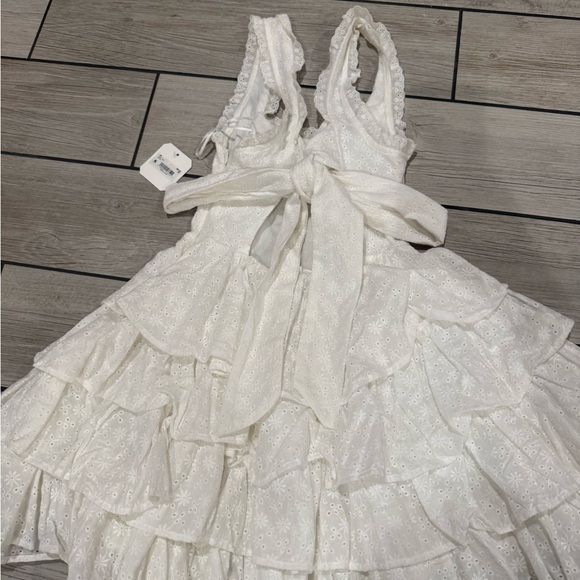 Altar'd State White Ruffled Backless Dress - Picture 1 of 3